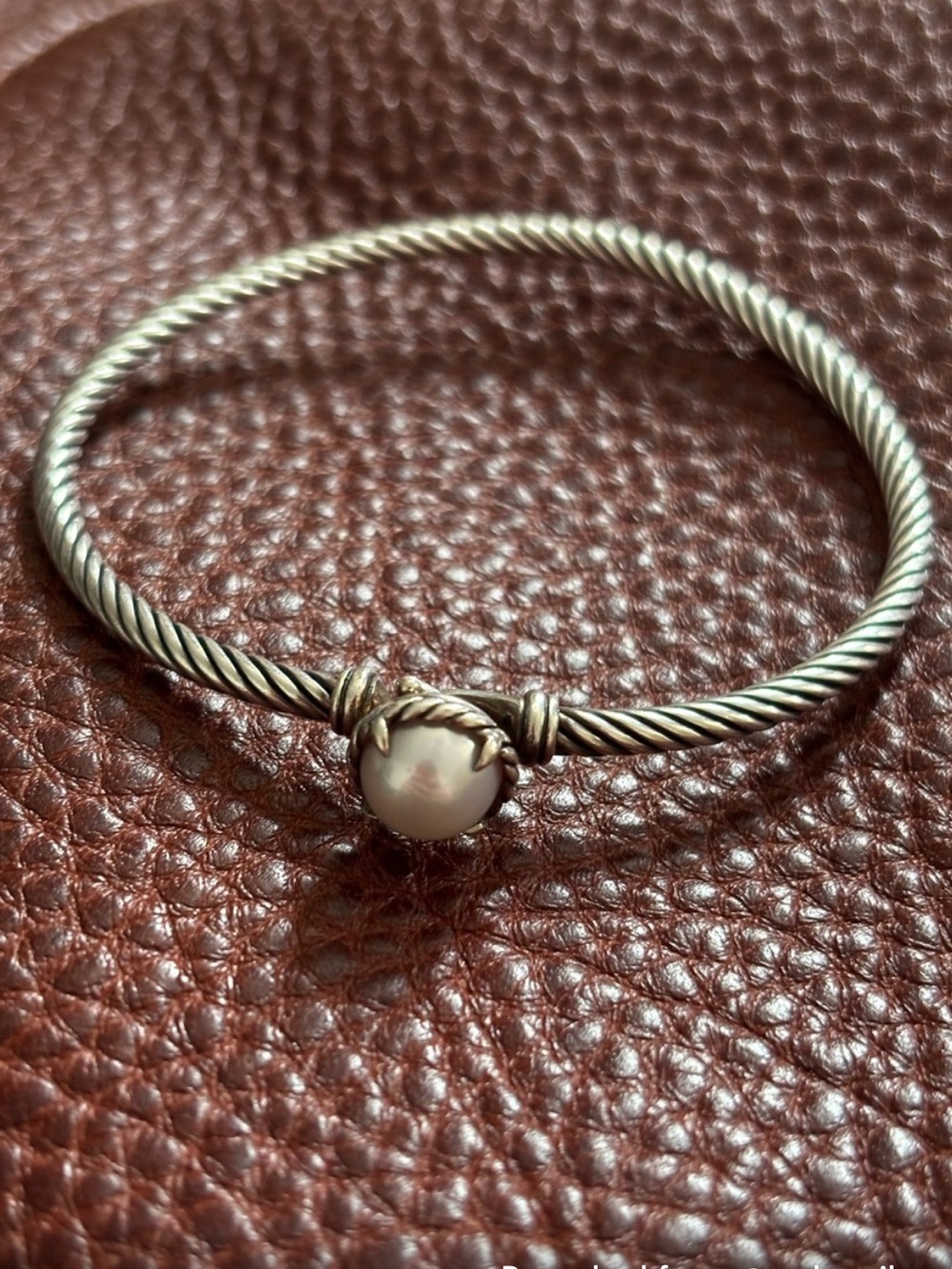 David Yurman Silver Cable Bracelet with Pearl